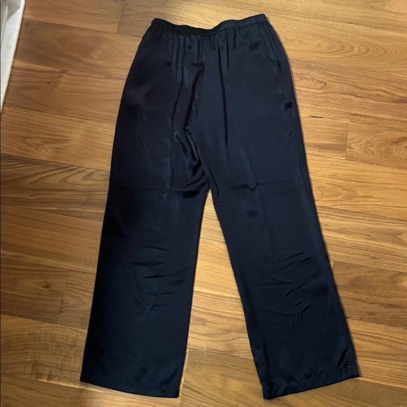 Quince 100% Washable Silk Drawstring Wide Leg Pants in Navy - Picture 6 of 8